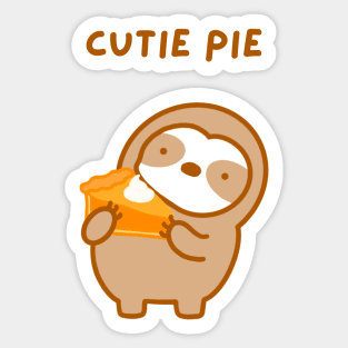 Cutie Pie Thanksgiving Pumpkin Pie Sloth Sticker